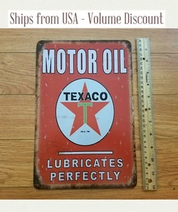 Vintage TEXACO Sign Texaco Gas Station Sign Texaco Motor Oil Metal Sign Red Art - Picture 1 of 4
