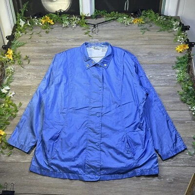 Chaqueta cortavientos vintage de nailon talla XL azul de Haband! Mujer Forrado Largo Medio Foto 1 de 4