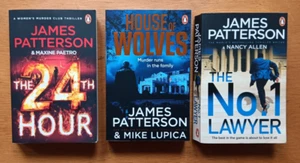 3 x LATEST JAMES PATTERSON NOVELS 24th HOUR, HOUSE OF WOLVES, No 1 LAWYER - Picture 1 of 8