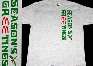 McDonalds Xmas Seasons Greetings Vtg Christmas Holiday Mistletoe Gray T Shirt XL - Picture 1 of 5