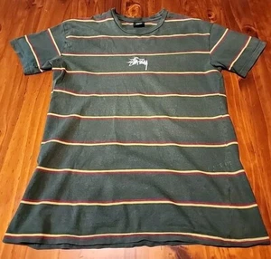Stussy Men's Tee Medium Striped Multicolor Streetwear Designer Casual - Imagen 1 de 8