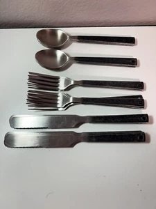 Vintage MCM Silverware Set Heavy Solid Hand Crafted Rustic - Picture 1 of 7
