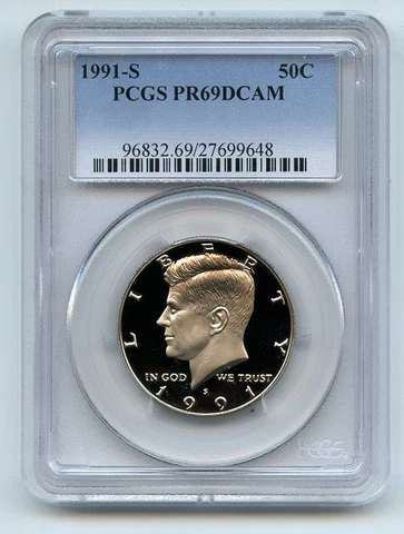 1991 S 50C Kennedy Half Dollar Proof PCGS PR69DCAM Cover