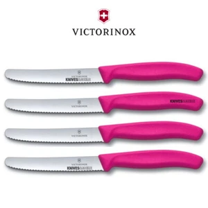 Victorinox Steak & Tomato Knife Pistol Grip 11cm | Pink Set x 4 Knives - Picture 1 of 1
