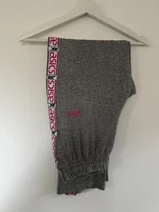 Asics Track Pants Mens Medium Marl Grey Pink Taping Joggers Bottoms Vintage 80s - Picture 1 of 9