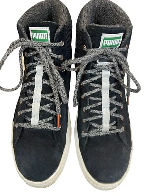 PUMA SUEDE, BLACK HIGH TOP LEATHER SNEAKERS, WOMEN’S SIZE 9 - Image 1 of 4