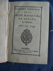 ANNUARIO-ESTADO GENERAL DE LA REAL HACIENDA DE ESPANA E INDIAS-1795-MADRID - Picture 1 of 1