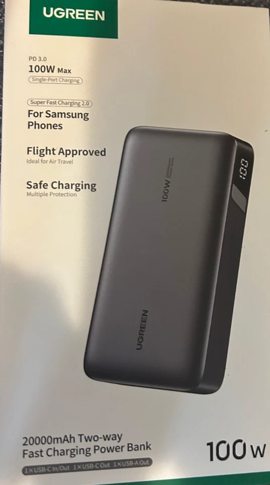 UGREEN 100W Banco de Alimentación 20000mAh Cargador Portátil Batería Paquete Para Samsung Foto 1 de 1