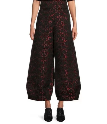 Bryn Walker Medina Rosa Nera Brocade Flat Front Lantern Wide Leg Pant M NWT $190 - Image 1 of 4