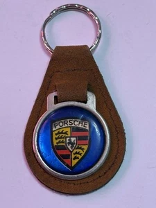 X SELTENER 60er-70er Jahre "PORSCHE" METALL/BRAUN LEDER SCHLÜSSELANHÄNGER-SPEEDSTER-CARRARA-911 LQQK - Bild 1 von 3