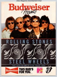 Rolling Stones Steel Wheels Budweiser Tour Promo Vintage 1989 Full Page Print Ad - Picture 1 of 4