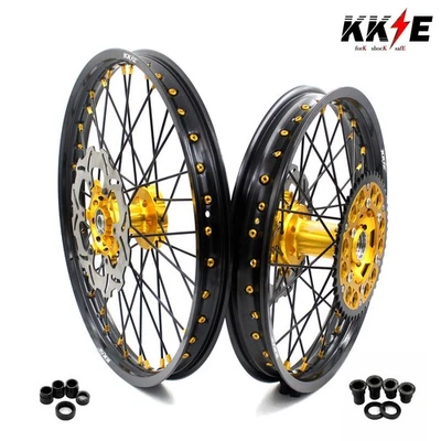 Juego de llantas con radios KKE 21/19 MX para Suzuki RM125 RM250 2001-2007 buje dorado Foto 1 de 4