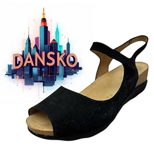 Dansko Marcy Black Milled Nubuck Women’s US 9.5 EU 40 Ankle Strap Wedge Sandals - Picture 1 of 10