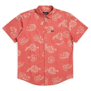 Brixton Lava Red Charter Print S/S Shirt - Picture 1 of 5