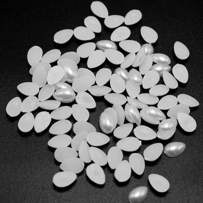 500  Pure White Tear Drop Half Pearl Bead Flat Back Gem 6X8mm Scrapbook Flatback - Image 1 of 4