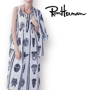 TEN x Ron Herman Cotton Shirt Long Dress African Mask print Daphne Javitch NEW - Picture 1 of 14