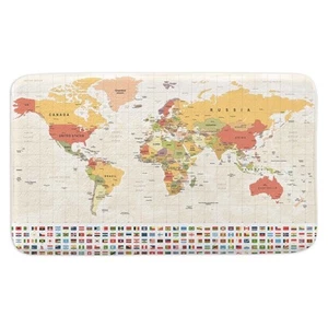 Flag World Map Mat Soft Foam for Bath Indoor Absorbent Kitchen Rugs Washable Mat - Picture 1 of 8