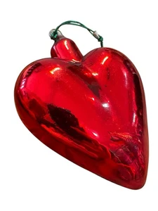 Dept 56 Red Mercury Glass Heart Ornament 6” Large With Original Box - Picture 1 of 13