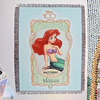 Disney La Sirenita Ariel Tapiz Manta Tejida 48x60" Arte de Pared 100 Foto 1 de 4