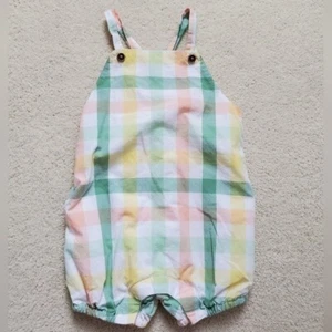 Janie and Jack Baby Overall Romper in Faded Jade Plaid sz6-12m - Picture 1 of 13