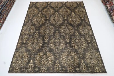 8 x 10 ft Tribal Gabbeh Gray Area Rug Afghan Hand Knotted Wool Bedroom Rug - Image 1 of 4