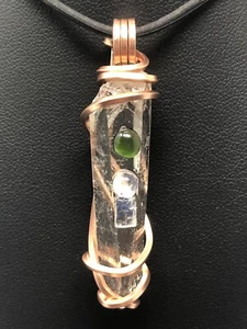 Top Quality Quartz + Moonstone + Kornerupine Pendant ONLY Copper wrap P8 - Picture 1 of 5