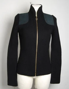 Gucci Women Black Cardigan Fabric Knitted Full Zip Long Sleeves Casual Sweater S - Picture 1 of 7