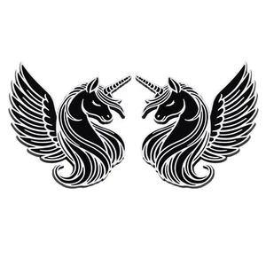 Unicorn Emblem White 3D Badge Decal Set of 2 Auto Accessories for Car Truck SUV - Picture 1 of 6
