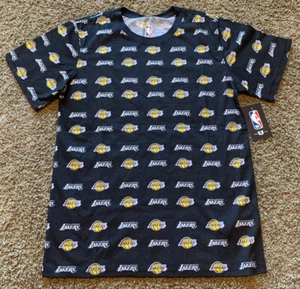 Lakers Los Angeles All Over Print Black Boys T-Shirt Size XL 18-20 New - Picture 1 of 9