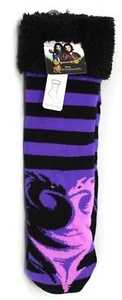 Disney Descendants Slipper Socks Purple/Black Child Size 9-11 Faux Fur Lined NEW - Picture 1 of 2