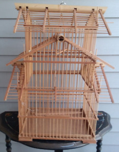 Vintage Bamboo Pagoda Style Crafted Birdcage - 21" x 14" x 21"
