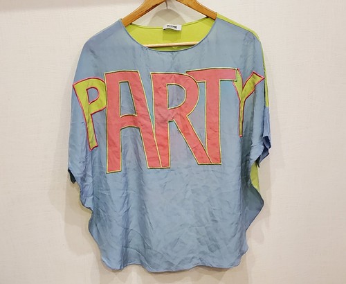 Maglietta Moschino CheapandChic da donna logo in seta festa taglia 4 USA 34 EUR oversize