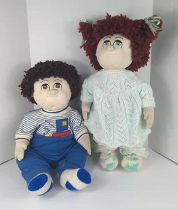 Set bambola scultura morbida vintage fatta a mano ragazzo e ragazza snodata 21" firmata 1984 - Foto 1 di 23