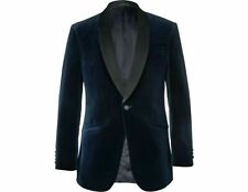 Men Navy Blue Smoking Jackets Blazer Wedding Grooms Designer Party Wear Coats
