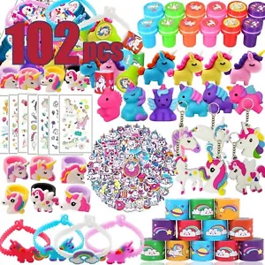 Unicorns Party Favors for Kids Girls 3-4-8-12 Birthday Gift Small Bulk 102Pcs - Picture 1 of 7