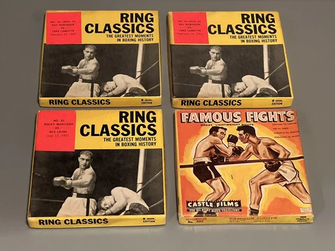 3 Ring Classics 8mm “Greatest Moments in Boxing History" Films (32,33A&B) Plus 1 Cover