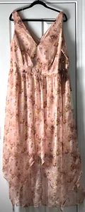 Adrianna Pappel Kleid Damen rosa zum Binden hoher bis niedriger Saum Maxie Größe 18W Y2k Beachy - Bild 1 von 24