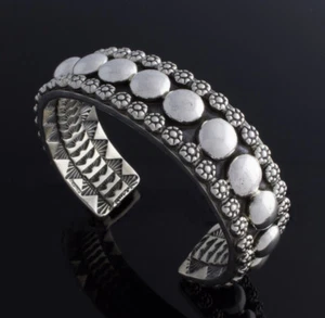 Heavy Gauge Sterling Silver Bracelet By Apache Artist Marc Antia - Picture 1 of 5