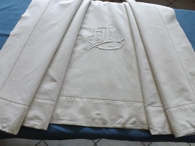 drap jours Venise, en  lin-coton, mono DM , 3 m X 2 m, ancien - Photo 1/4