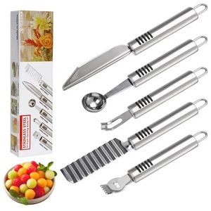 Stainless Steel Fruit Carving Knife Set, 5 Pack Vegetable Engraving Blades fo... - Picture 1 of 7