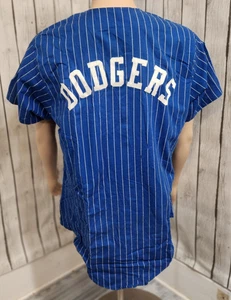 VTG 1980s Chalk Line Dodgers Blue Pinstripe Baseball Jersey XL Made in USA - Picture 1 of 7