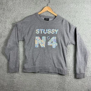 Stussy Girls Gray Sequin Long Sleeve Sweatshirt Size Large - Picture 1 of 8