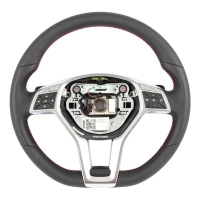 Steering Wheel Mercedes W204 W207 W212 NEW Leather Sport Paddle Shift Red Thread - Image 1 of 4