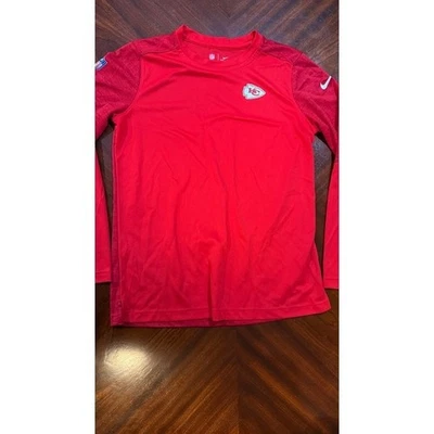 耐克 NFL 现场服装 dri-fit 堪萨斯城酋长队长袖衬衫 尺寸 M — 第 1/4 张图片