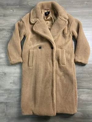 Abrigo largo House Of Harlow 1960 piel sintética peluche pelusa guisante para mujer talla Xs beige Foto 1 de 4