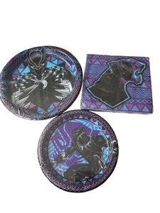 Juego de suministros de fiesta Marvel Avengers Black Panther, platos de postre de cena, servilletas - Imagen 1 de 7