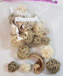 Natural Rattan Balls Sola Wood Flower Lotus Pod Vase Bowl Fill Rustic Decor Lot - Picture 1 of 7