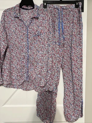 Tommy Hilfiger Soft Floral long Sleeve Rayon Pajama pant Set  Sz Medium - Image 1 of 4
