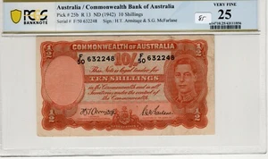 Australia 1942 10 Shillings PCGS Certified Banknote Very Fine 25 Pick 25b R13 - Picture 1 of 2