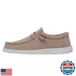 Hey Dude Men's Wally Slub Canvas Tan Size 8| Men's Loafers | Men's Slip On Sh - Picture 1 of 5